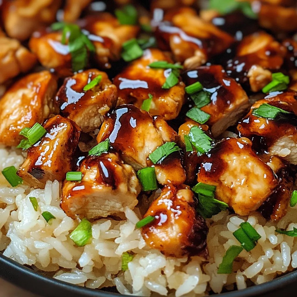 A plate of rice with chicken and sauce.