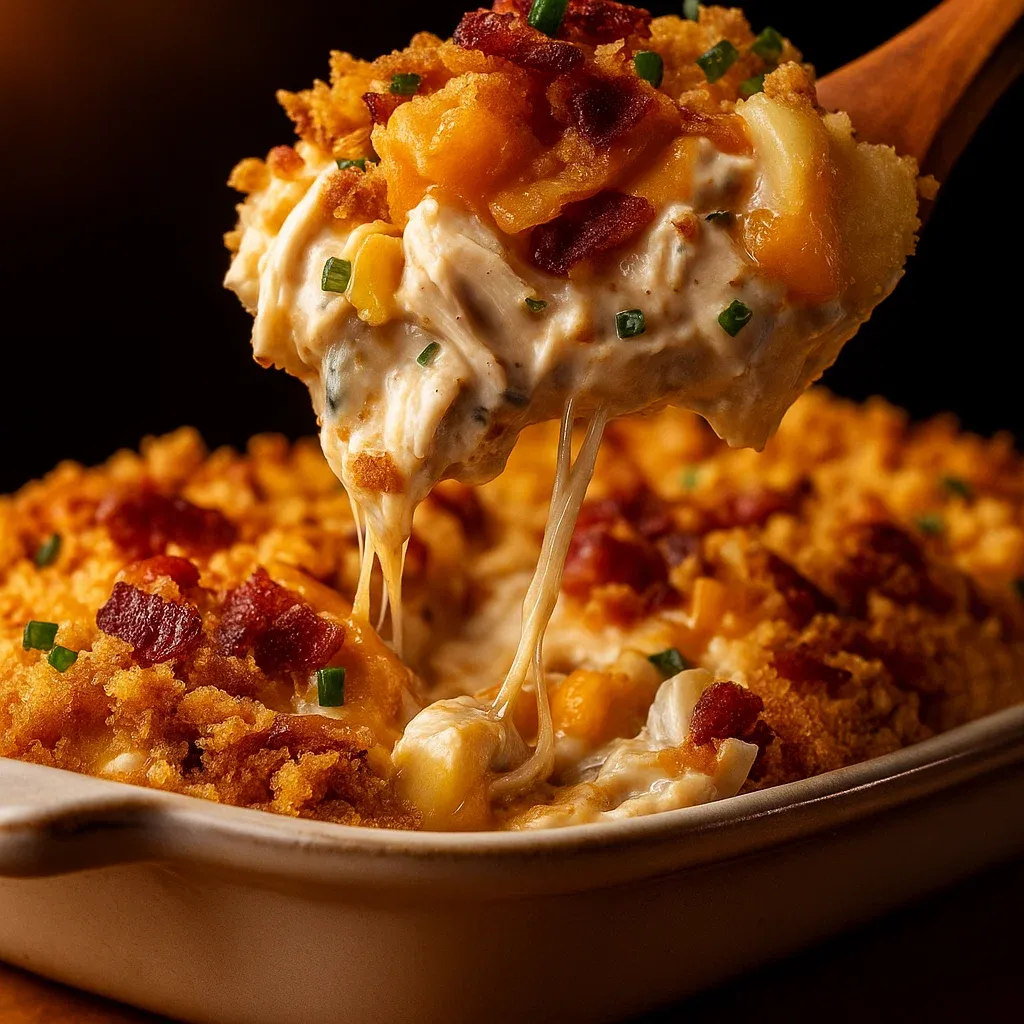 A close up of a delicious looking casserole.