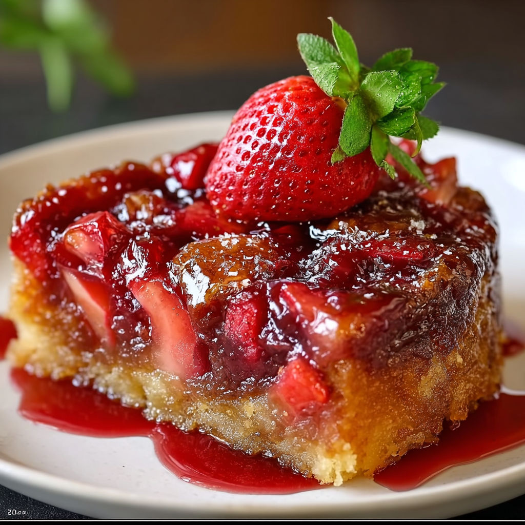 A slice of cake with a strawberry on top.