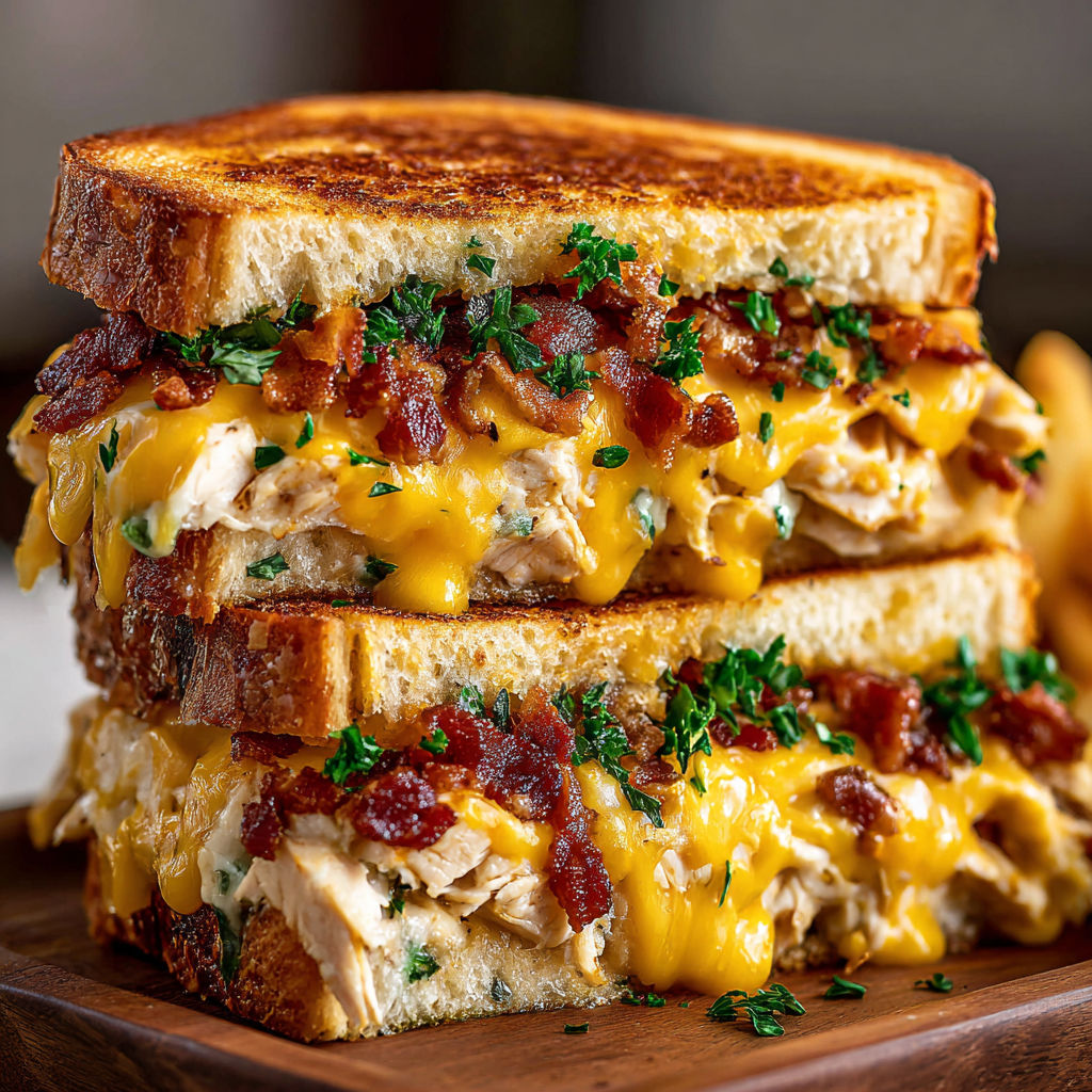 A sandwich with bacon and cheese on top.