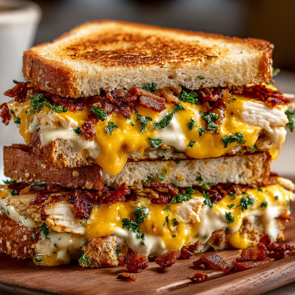 A stack of chicken melt sandwiches.