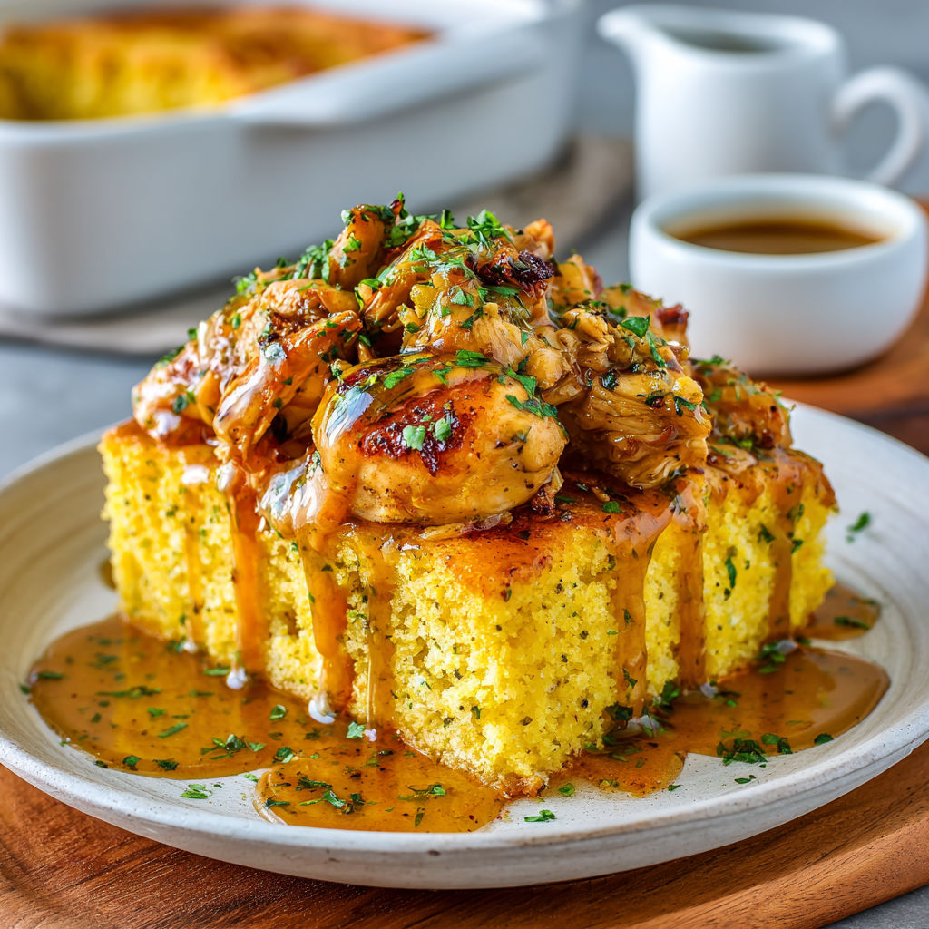 smothered cajun chicken and cornbread casserole