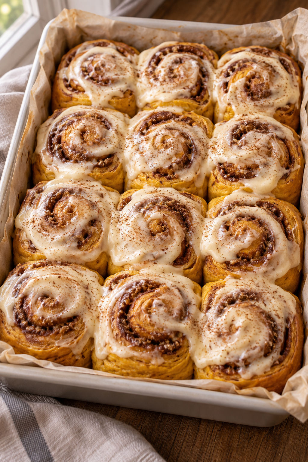 Pumpkin Cinnamon Rolls with Maple Cream Cheese Frosting