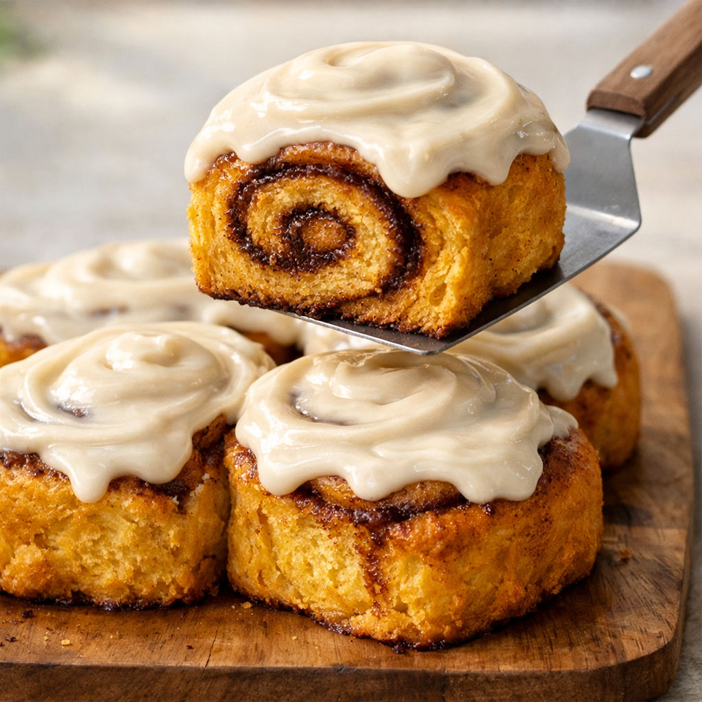 Pumpkin cinnamon rolls — pull-apart serving